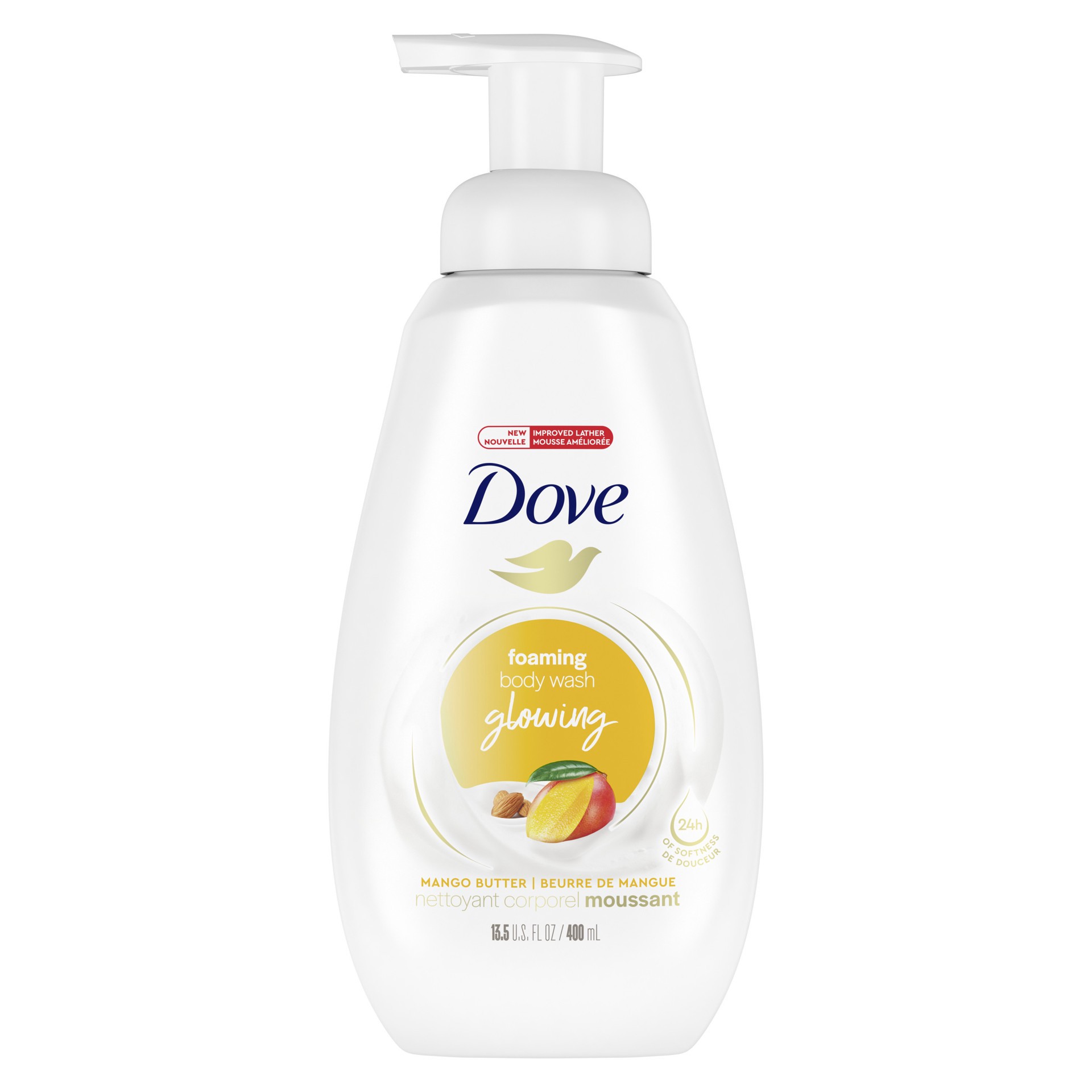 slide 1 of 6, Dove Foaming Body Wash Mango Butter, 13.5 oz, 13.5 oz