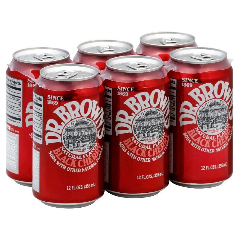 slide 1 of 18, Dr. Brown's Black Cherry Soda - 6 ct; 12 fl oz, 6 ct; 12 fl oz