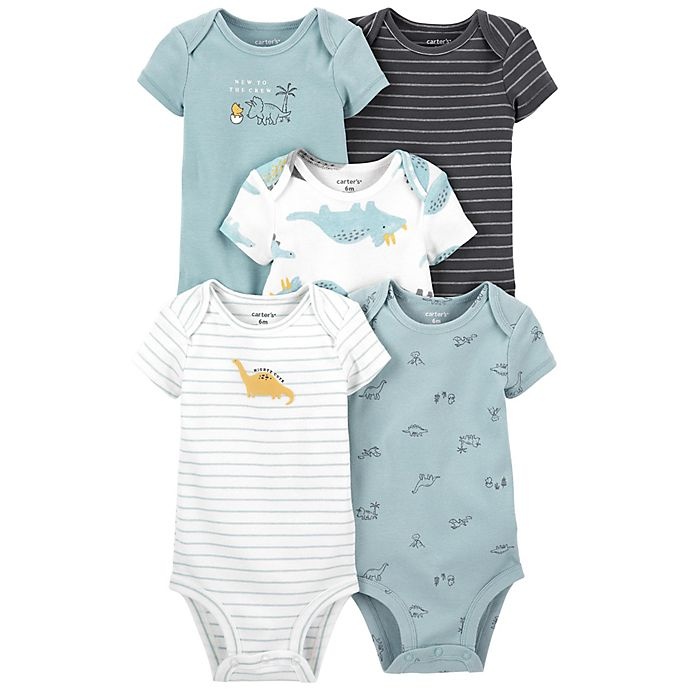 slide 1 of 1, carter's Newborn Dinosaur Short Sleeve Bodysuits, 5 ct