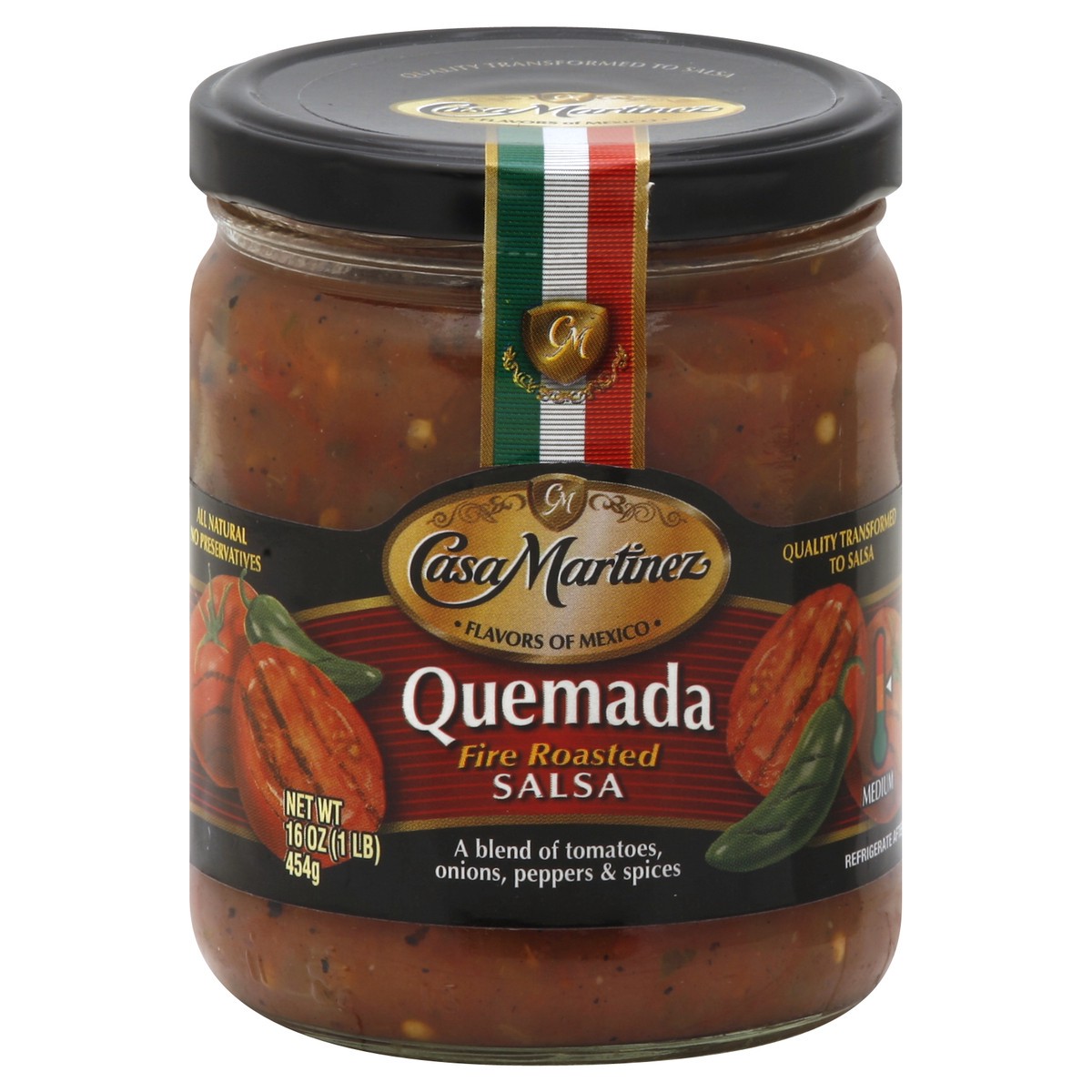 slide 3 of 3, Casa Martinez Gourmet Salsa, Roja Quemada Fire Roasted, 16 oz