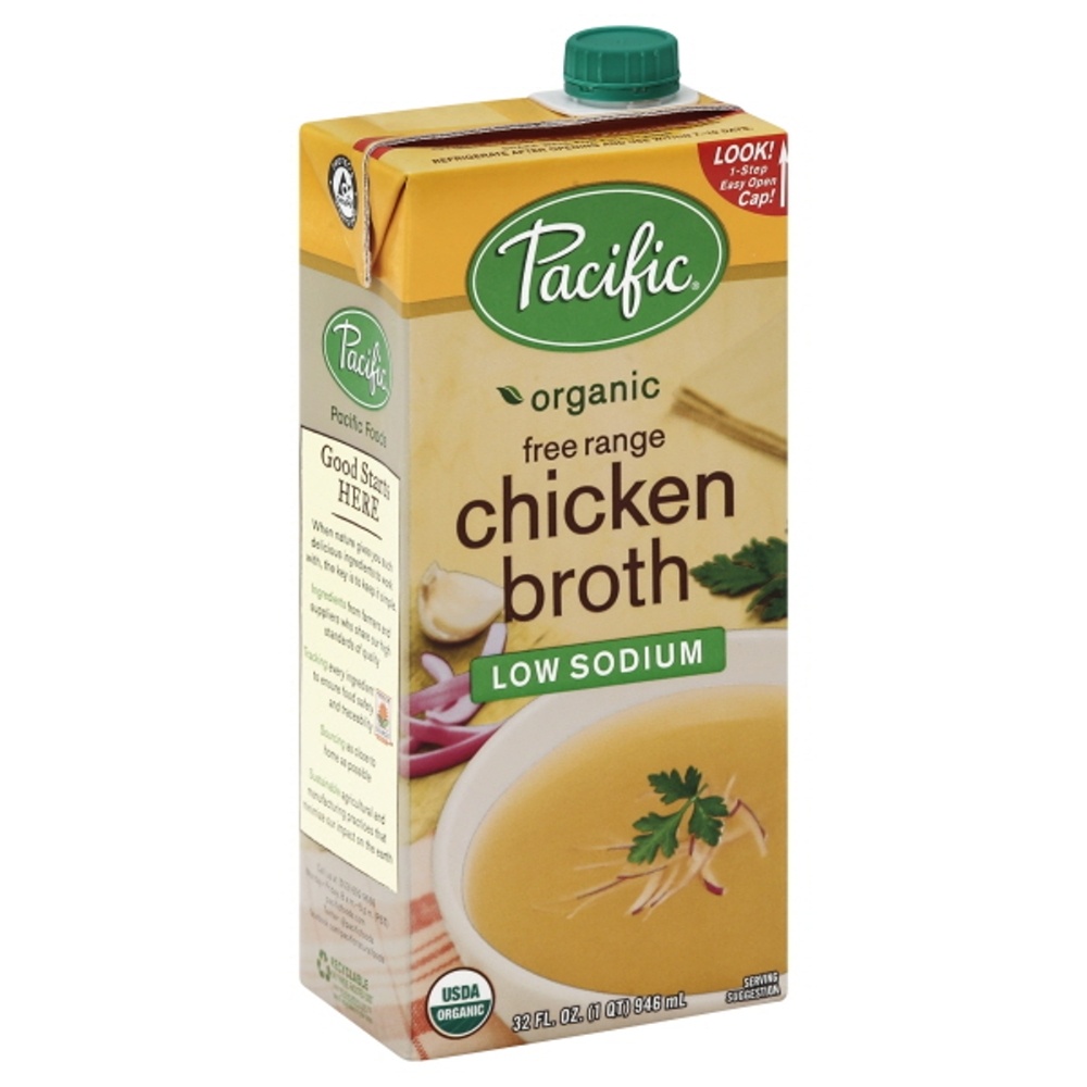 slide 1 of 1, Pacific Foods Organic Chicken Broth Low Sodium, 32 oz