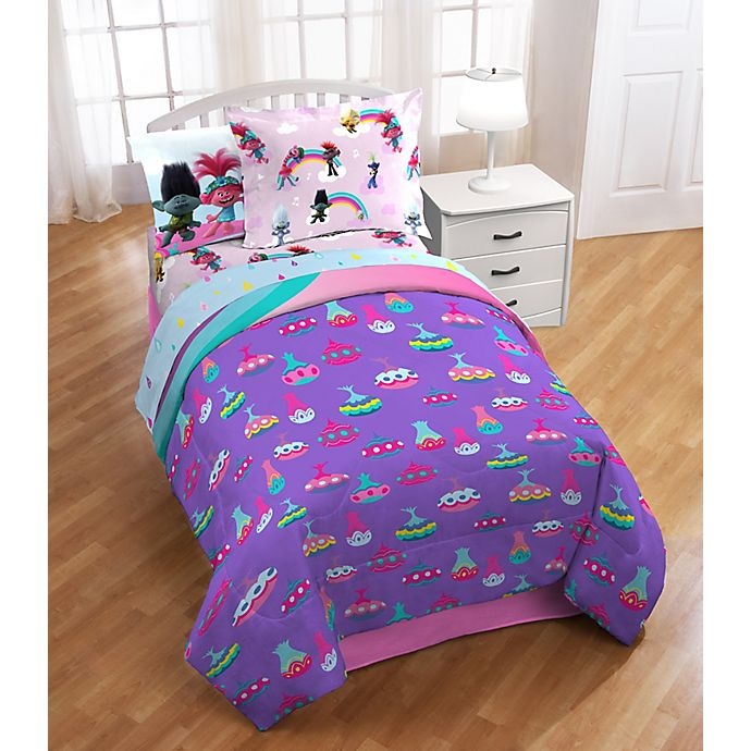 slide 2 of 4, Trolls Poppy Rainbow Twin/Full Comforter Set, 3 ct