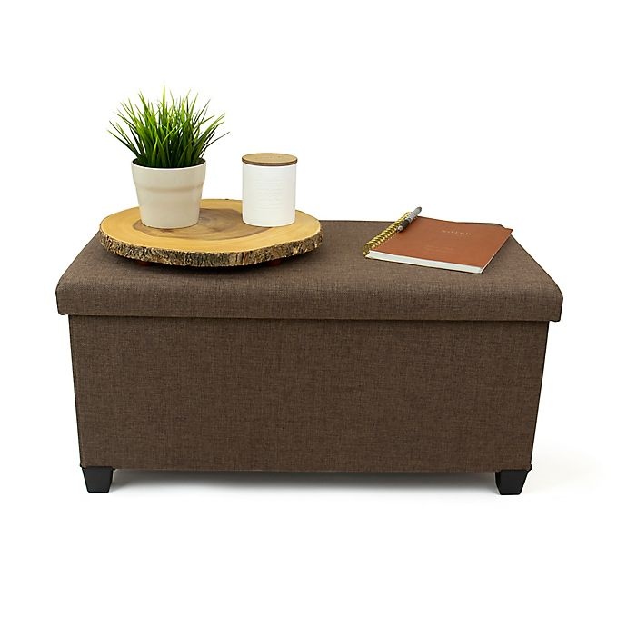 slide 5 of 8, Humble Crew Rectangular Storage Fabric Ottoman Bench - Brown, 1 ct