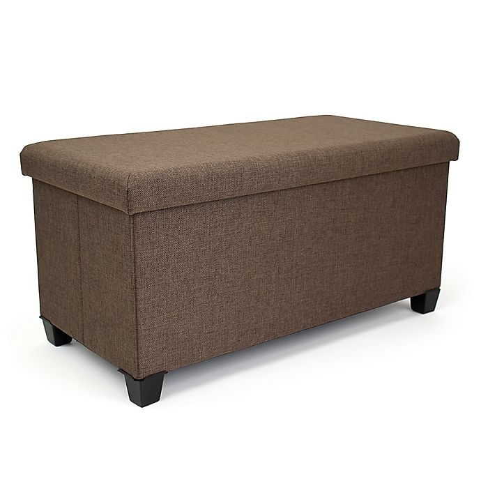 slide 1 of 8, Humble Crew Rectangular Storage Fabric Ottoman Bench - Brown, 1 ct