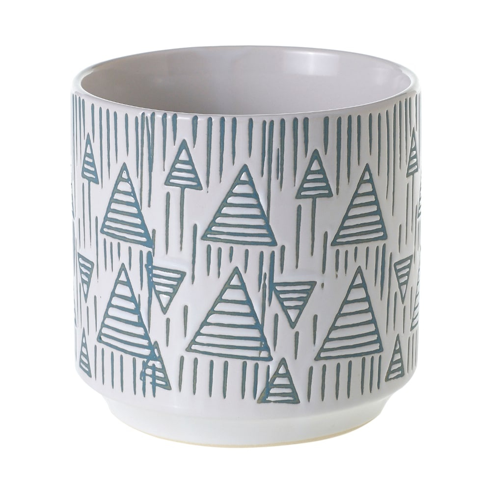 slide 1 of 1, Accent Decor Arrow Tree Pot - White/Blue, 4.5 x 4.5 in