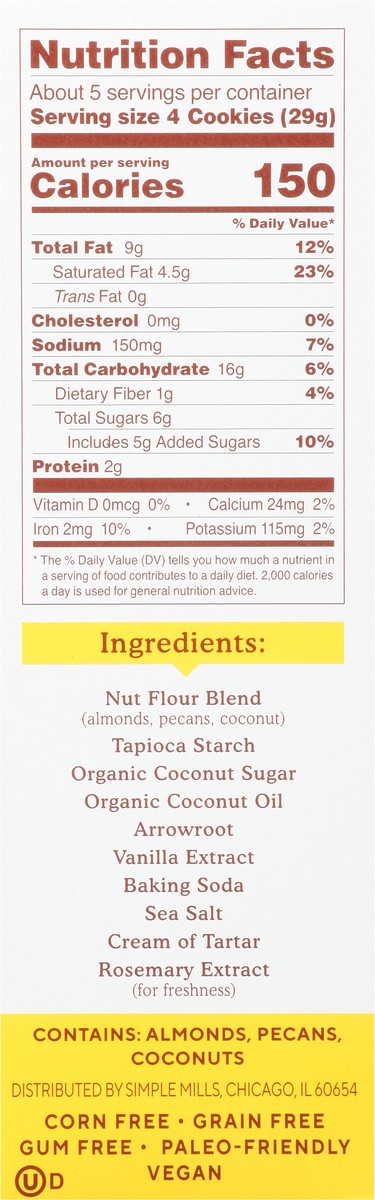 slide 9 of 15, Simple Mills Toasted Pecan Crunchy Almond Flour Cookies, 5.5 oz