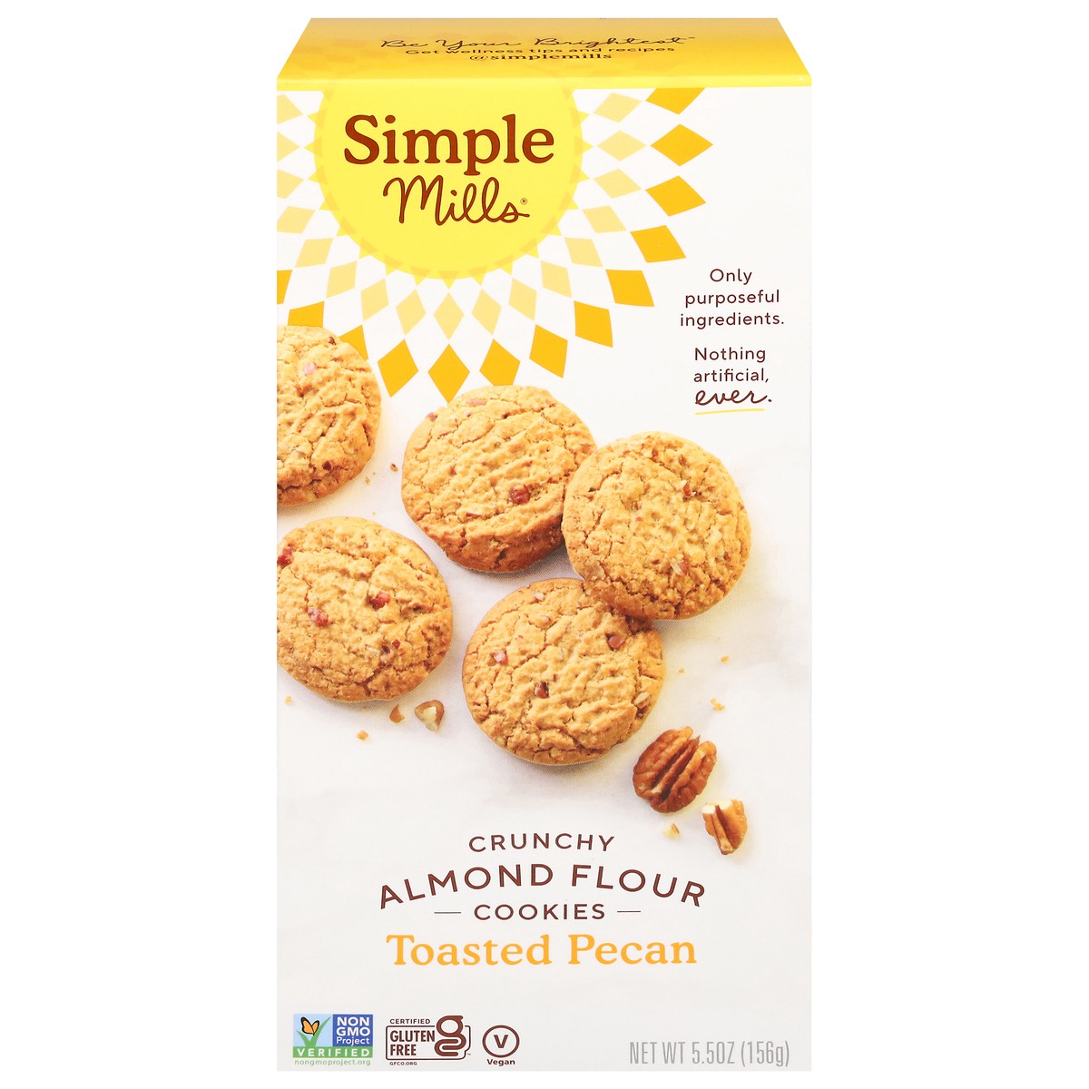 slide 1 of 15, Simple Mills Toasted Pecan Crunchy Almond Flour Cookies, 5.5 oz