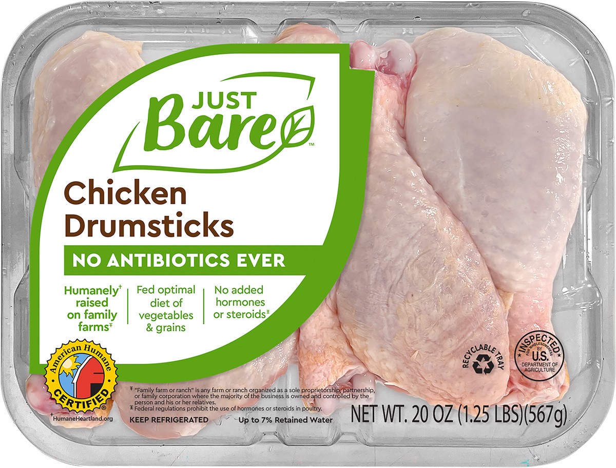 slide 2 of 2, Just BARE Brand Chicken Drumsticks, 20 oz