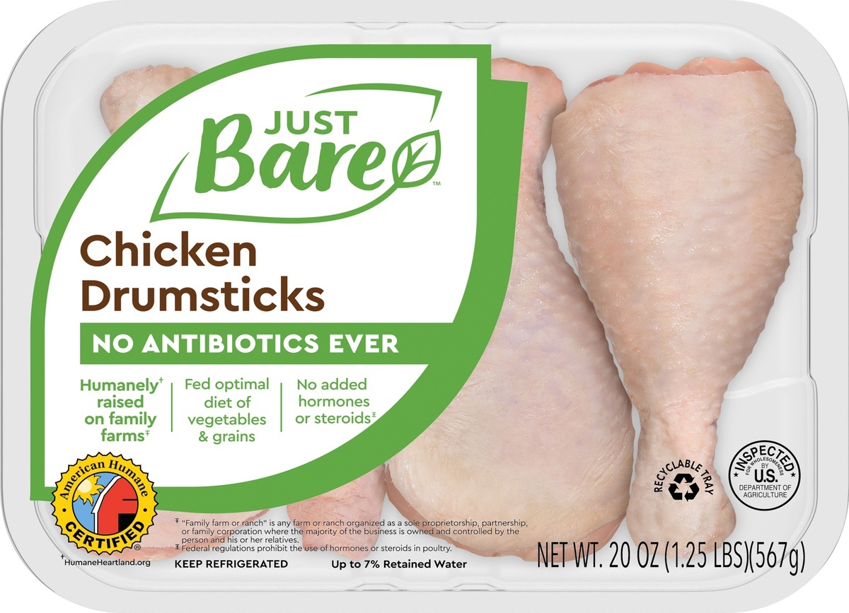 slide 4 of 5, Just BARE Chicken Drumsticks, 20 oz