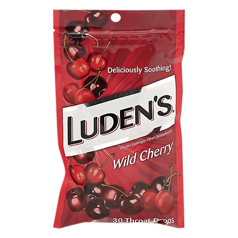 slide 1 of 1, Ludens Pectin Lozenge Throat Drops Wild Cherry, 30 ct