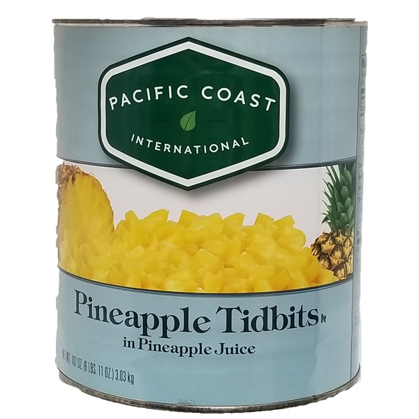slide 1 of 1, Pacific Coast Pineapple Tidbits In Juice, 107 oz