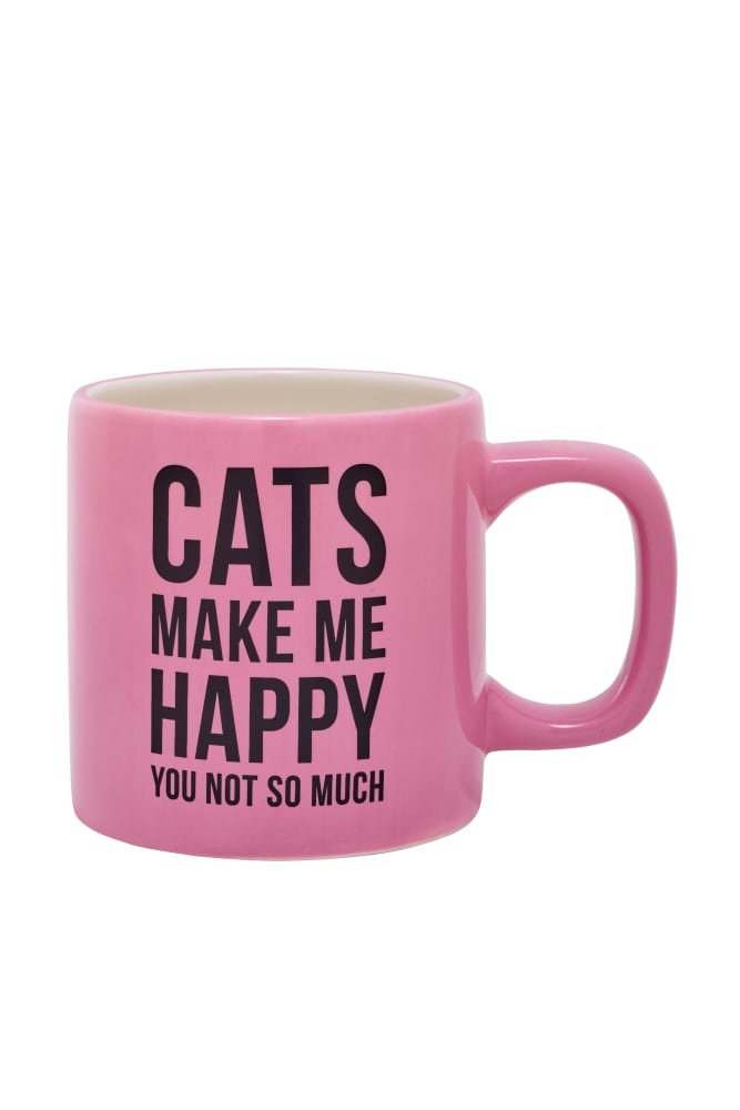 slide 1 of 1, Pacific Market International Cats Make Me Happy Mug - Pink, 16 oz