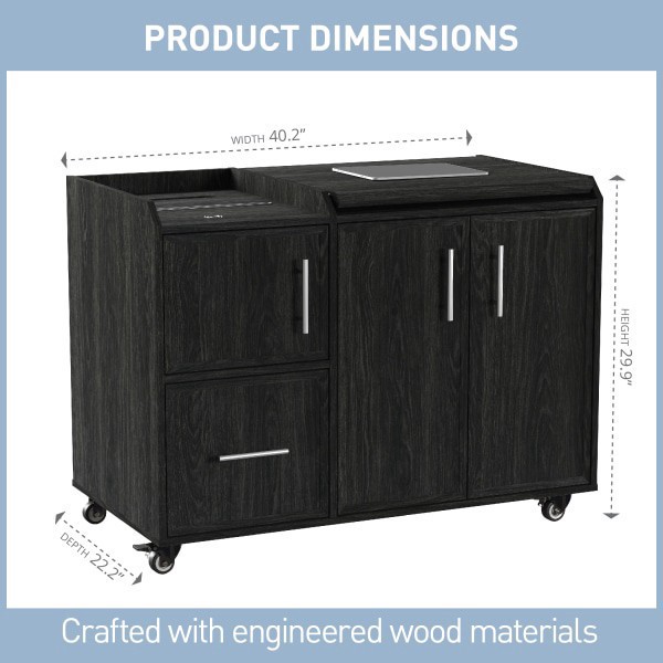 slide 4 of 10, Realspace® 40""W Multifunction Mobile File Cabinet Printer Stand with Integrated Power & Charging, Espresso Oak, 1 ct