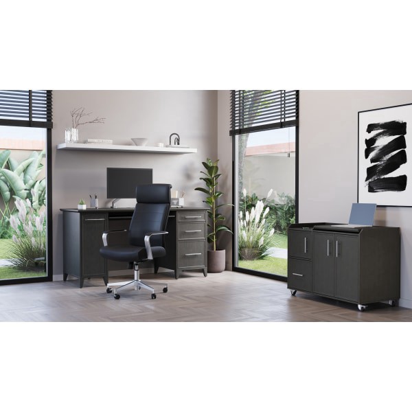 slide 10 of 10, Realspace® 40""W Multifunction Mobile File Cabinet Printer Stand with Integrated Power & Charging, Espresso Oak, 1 ct