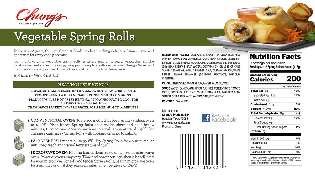 slide 5 of 9, Chung's Vegetable Spring Rolls, 18 ct