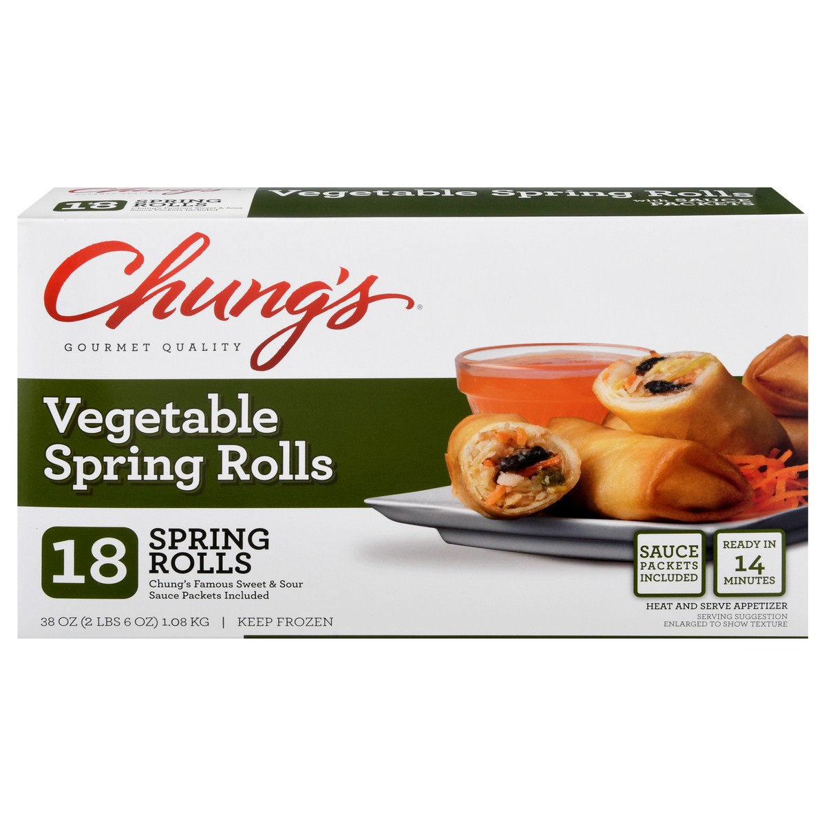 slide 1 of 9, Chung's Vegetable Spring Rolls, 18 ct