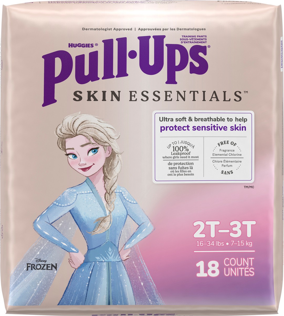 slide 4 of 12, Pull-Ups 2T-3T Girl Skin Essentials Frzn, 18 ct