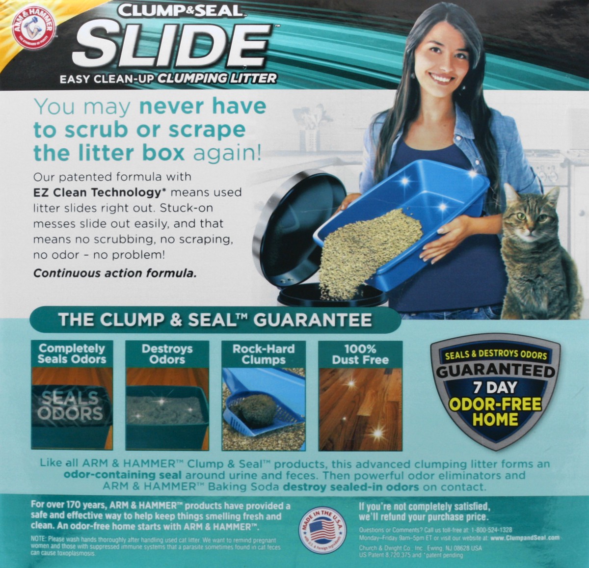 slide 5 of 9, ARM & HAMMER SLIDE Easy Clean-Up Litter, Non-Stop Odor Control, 19lb, 19 lb