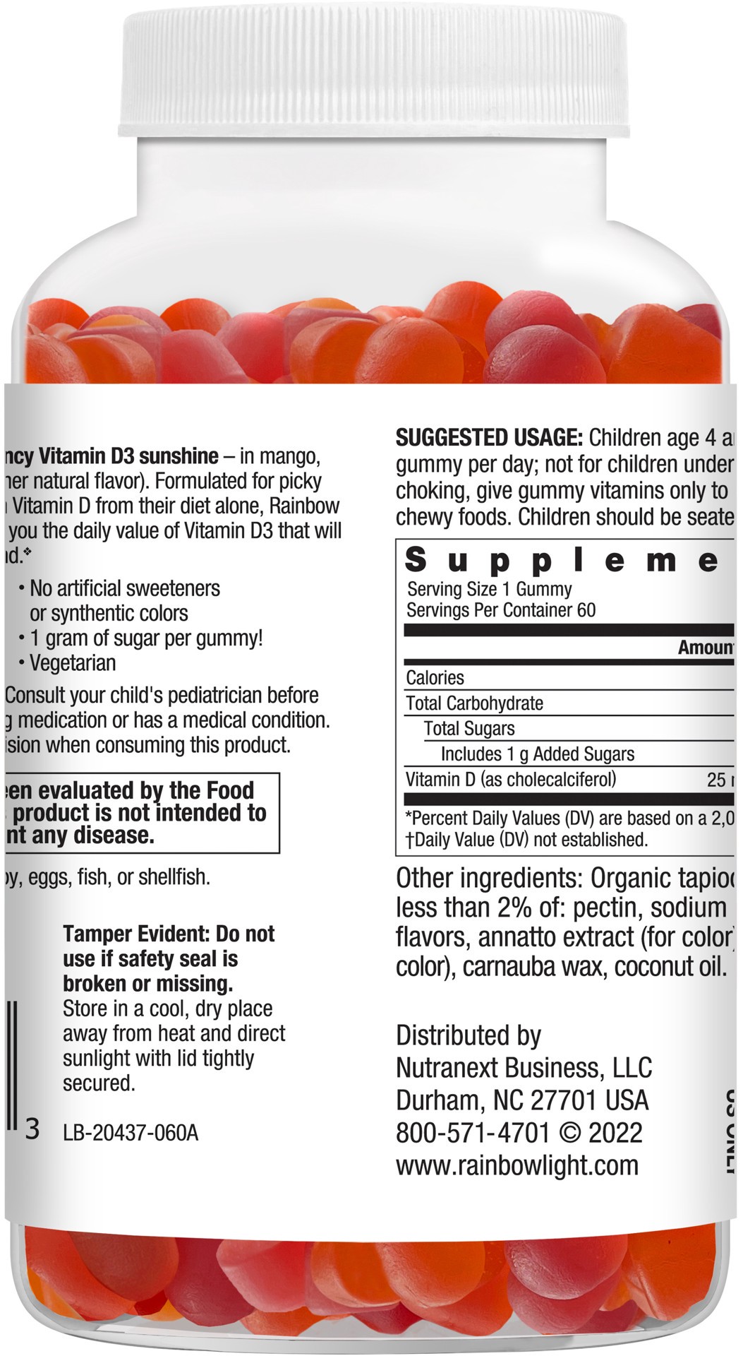 slide 3 of 5, Rainbow Light Sunny 1000 IU Kid's Assorted Fruit Flavored Vitamin D3 60 Gummies, 60 ct