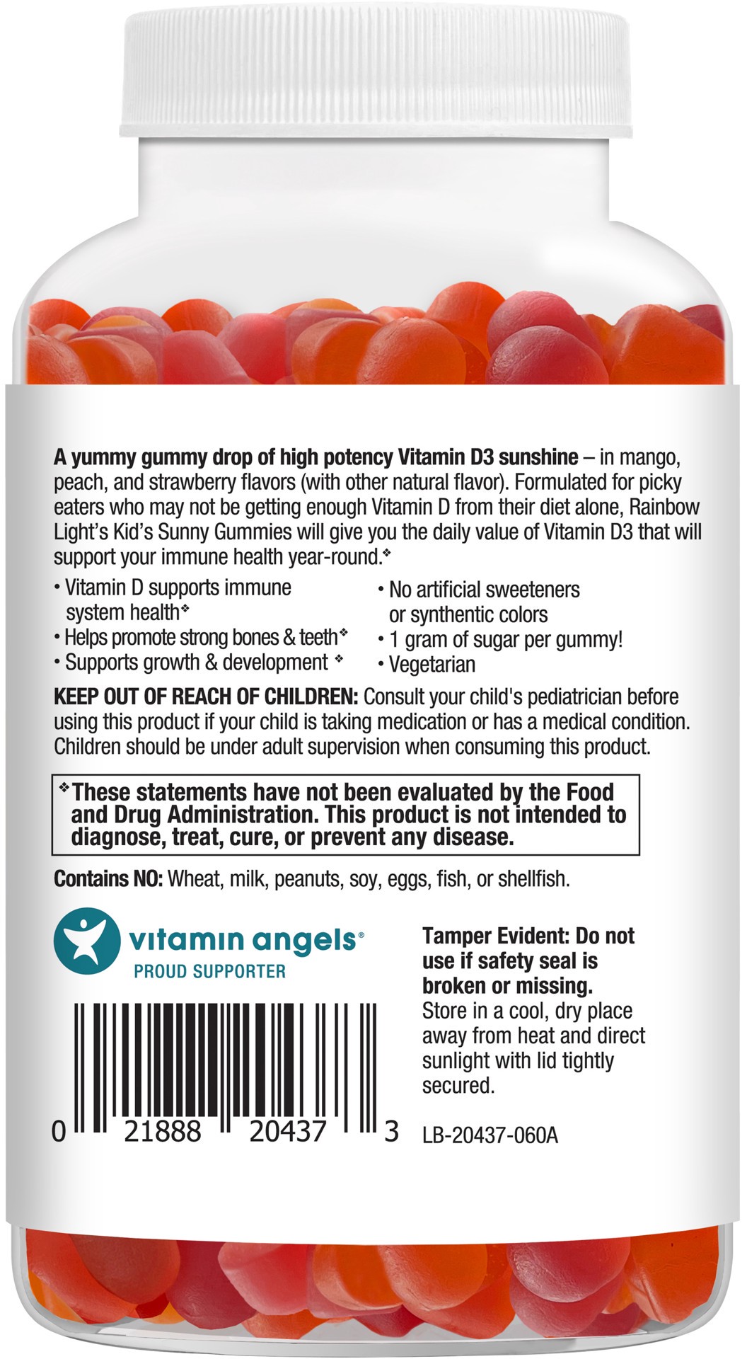 slide 5 of 5, Rainbow Light Sunny 1000 IU Kid's Assorted Fruit Flavored Vitamin D3 60 Gummies, 60 ct