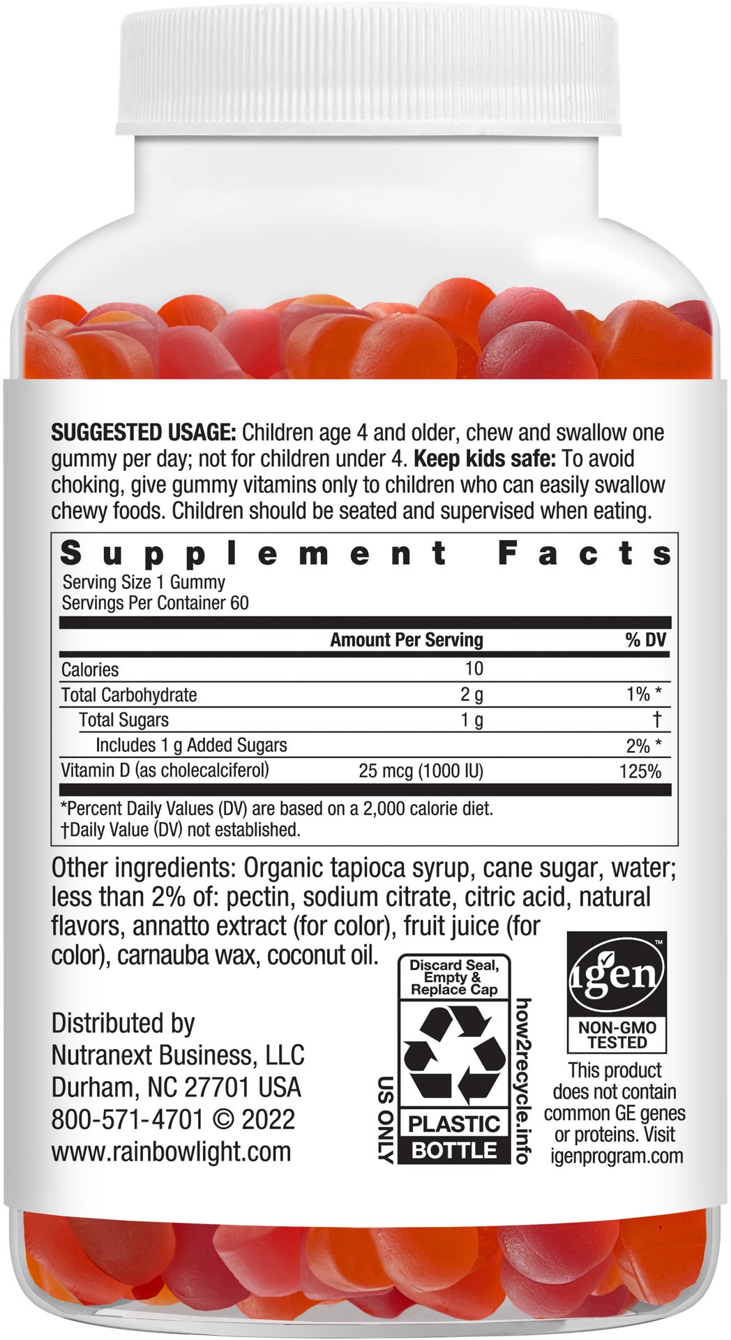 slide 2 of 5, Rainbow Light Sunny 1000 IU Kid's Assorted Fruit Flavored Vitamin D3 60 Gummies, 60 ct