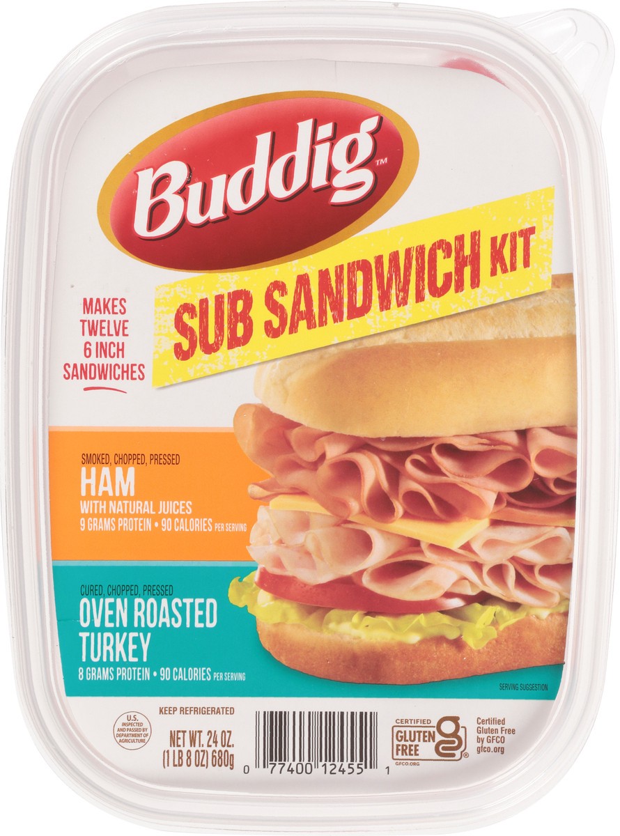 slide 11 of 12, Buddig Ham/Oven Roasted Turkey Sub Sandwich Kit 24 oz, 24 oz