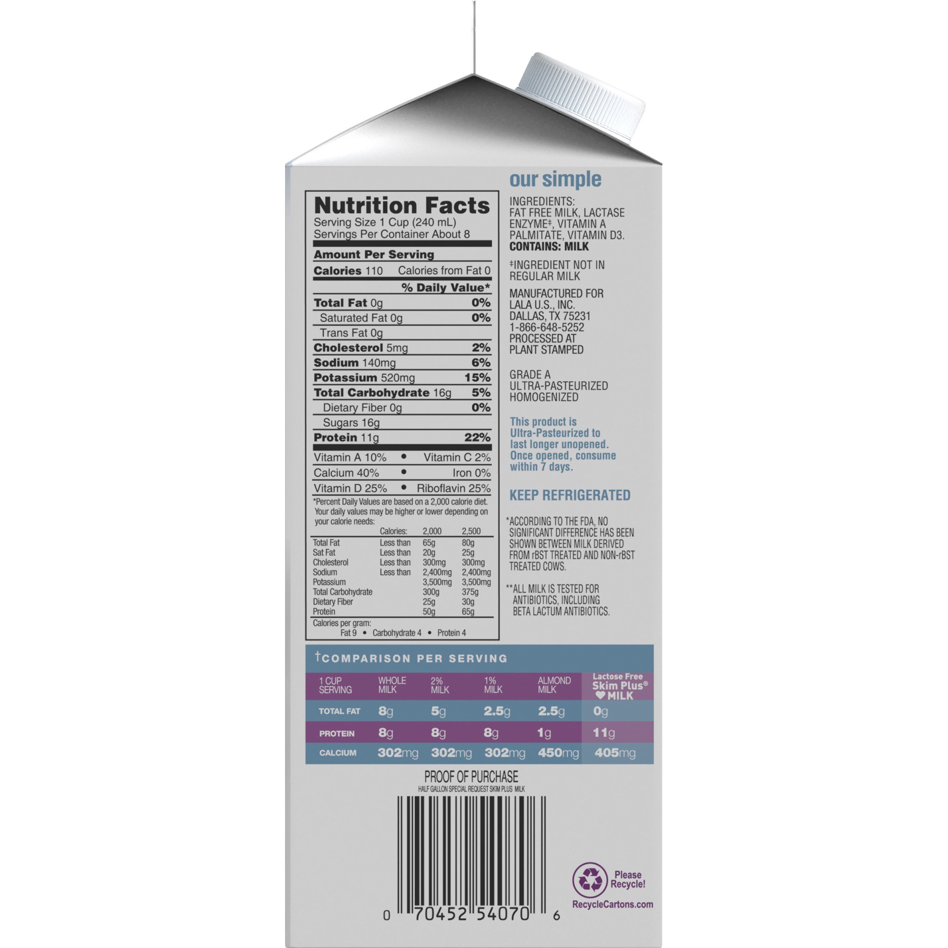 slide 4 of 8, Farmland Lactose-Free Skim Plus, 64 fl oz
