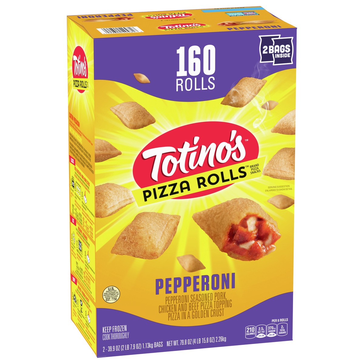 slide 11 of 11, Totino's Pizza Rolls, Pepperoni, 160 Rolls, 79.8 oz Bag, 2 ct