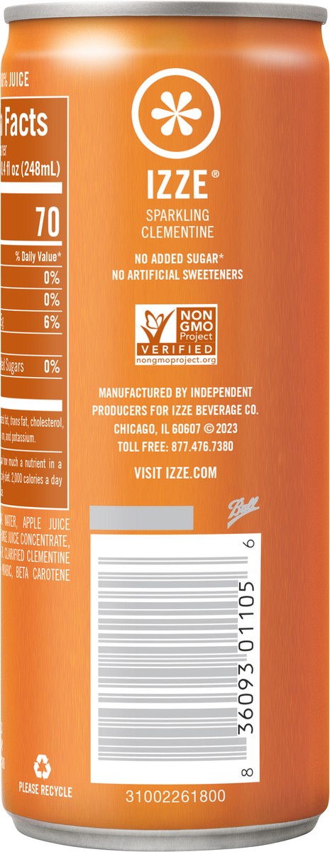 slide 3 of 12, IZZE Sparkling Clementine Juice Beverage- 8.4 fl oz, 8.4 fl oz