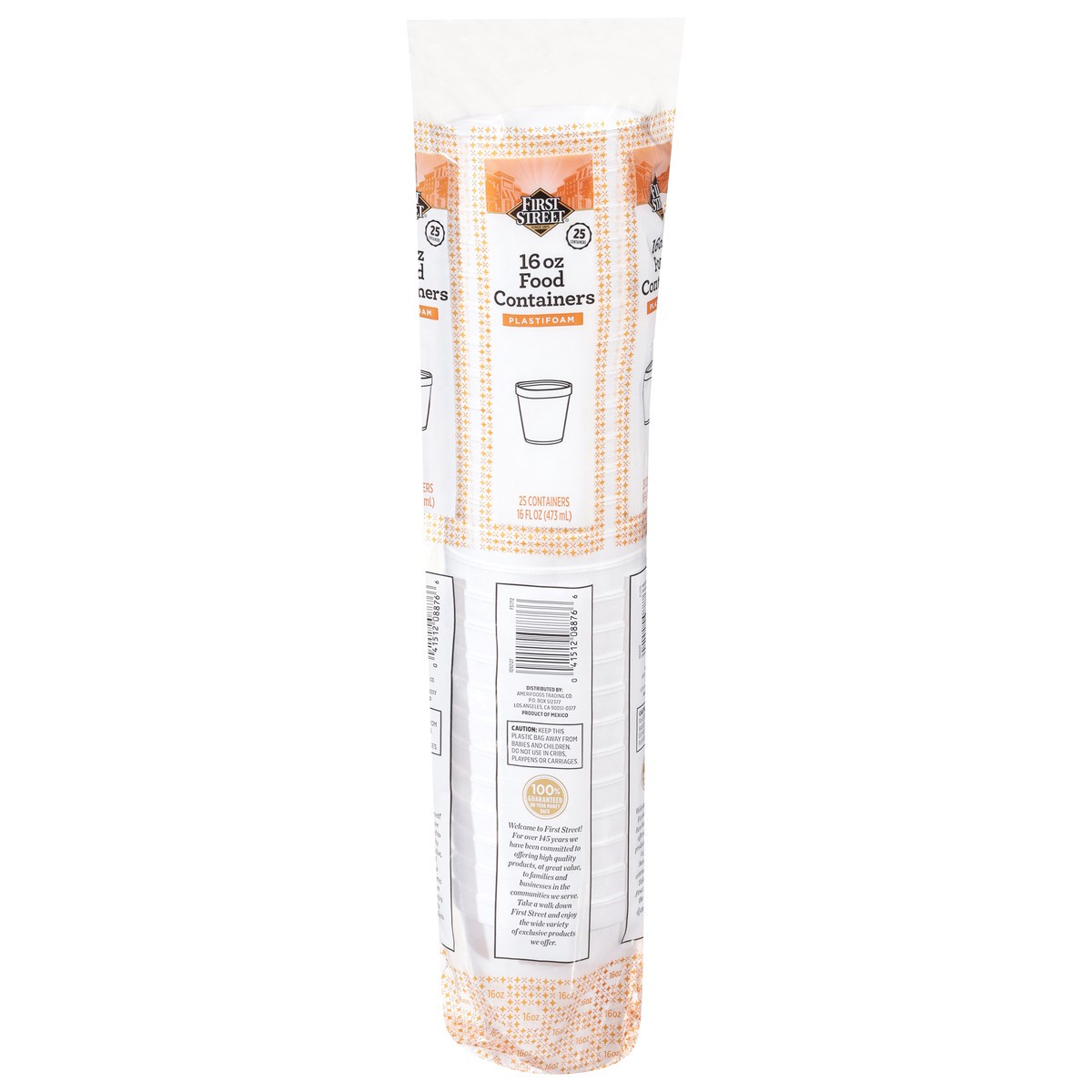 slide 9 of 12, Cb02 First Street Food Container Foam White 16 Oz (BULK), 25 ct