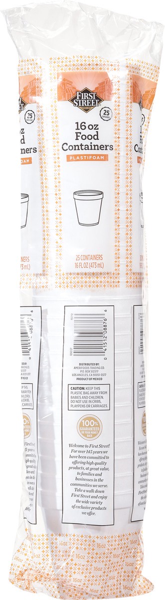 slide 2 of 12, Cb02 First Street Food Container Foam White 16 Oz (BULK), 25 ct