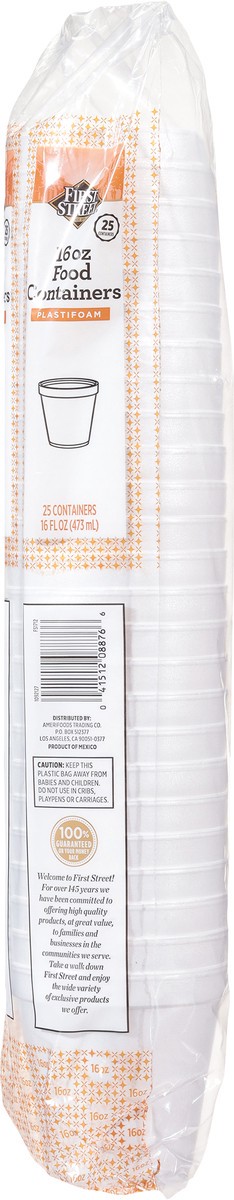 slide 8 of 12, Cb02 First Street Food Container Foam White 16 Oz (BULK), 25 ct