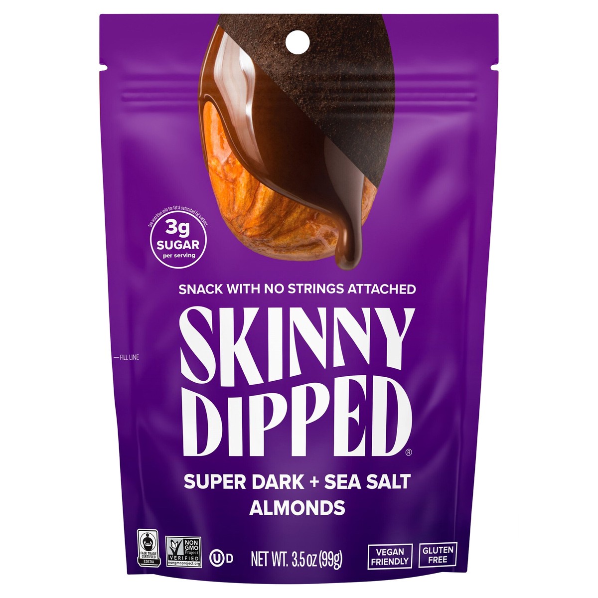 slide 1 of 9, SkinnyDipped Super Dark + Sea Salt Almonds, 3.5 oz