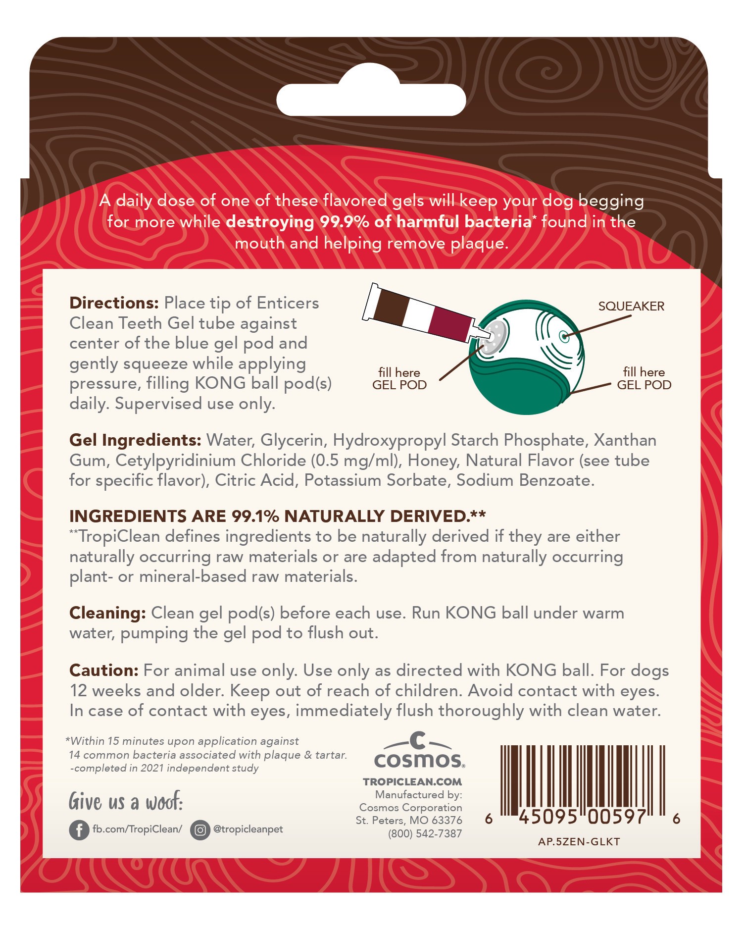 slide 9 of 10, TropiClean® Enticers Teeth Cleaning Gel Refills For Kong® Dental Ball (Ball Sold Separately), 3 ct