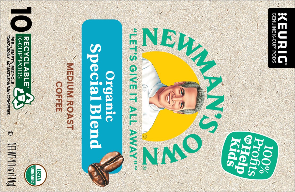 slide 2 of 10, Newman's Own Organics Special Blend Keurig Single-Serve K-Cup Pods, Medium Roast Coffee, 10 Count, 10 ct