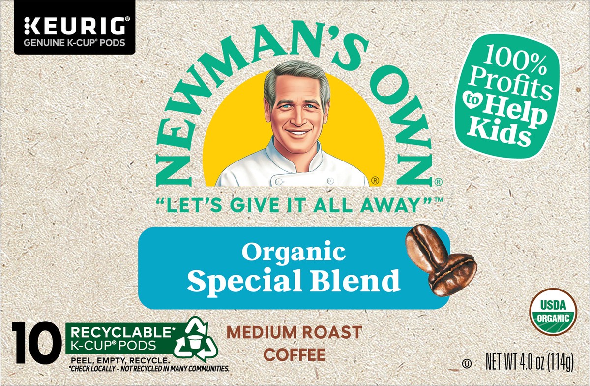 slide 5 of 10, Newman's Own Organics Special Blend Keurig Single-Serve K-Cup Pods, Medium Roast Coffee, 10 Count, 10 ct