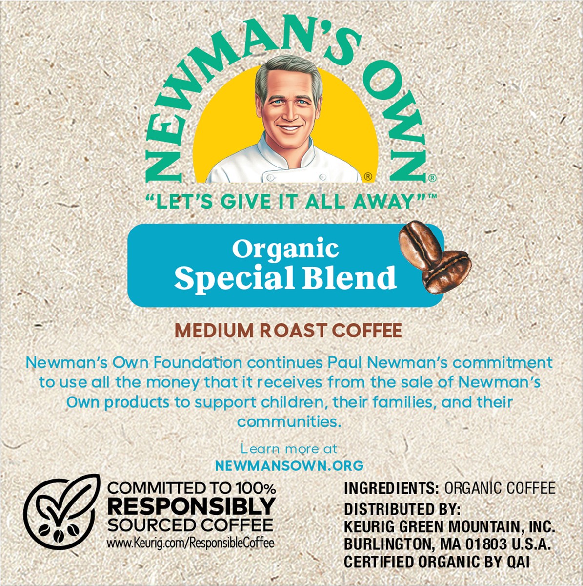 slide 3 of 10, Newman's Own Organics Special Blend Keurig Single-Serve K-Cup Pods, Medium Roast Coffee, 10 Count, 10 ct