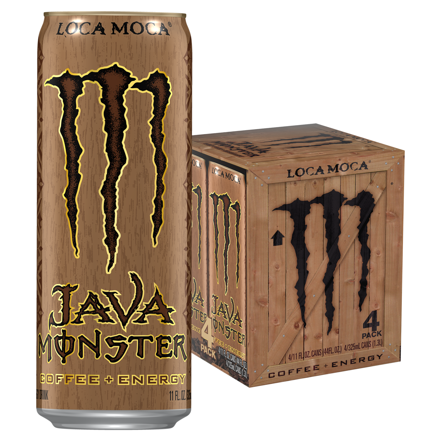 slide 1 of 4, Monster Energy Loca Moca, Loca Moca (Pack of 4, 11 oz