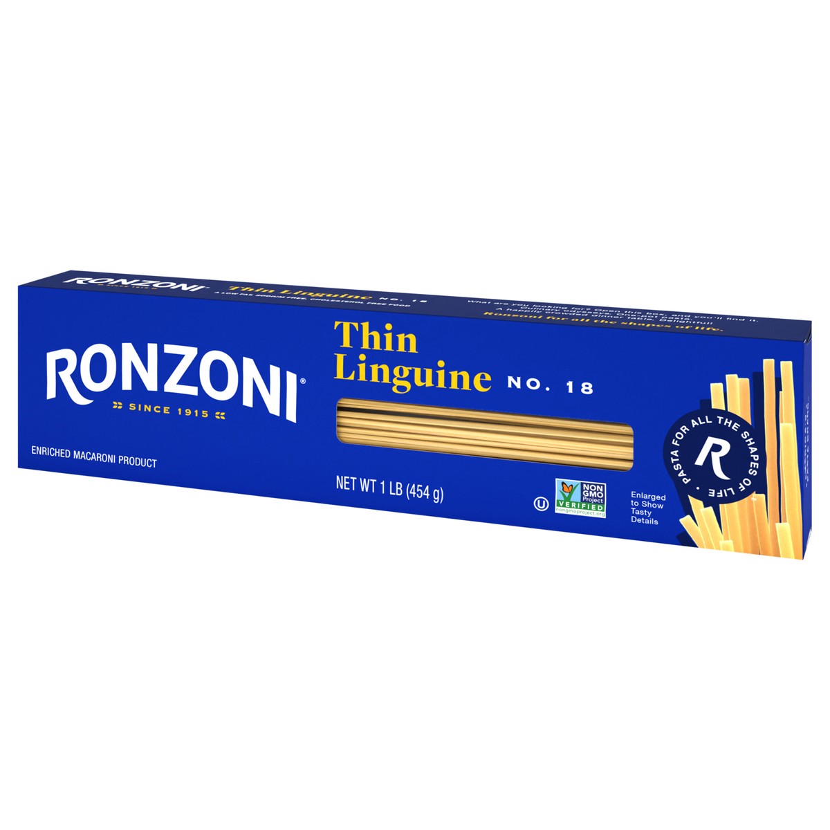 slide 6 of 9, Ronzoni Thin Linguine, 16 oz, Thin, Flat, Versatile Non-GMO Pasta, 1 lb