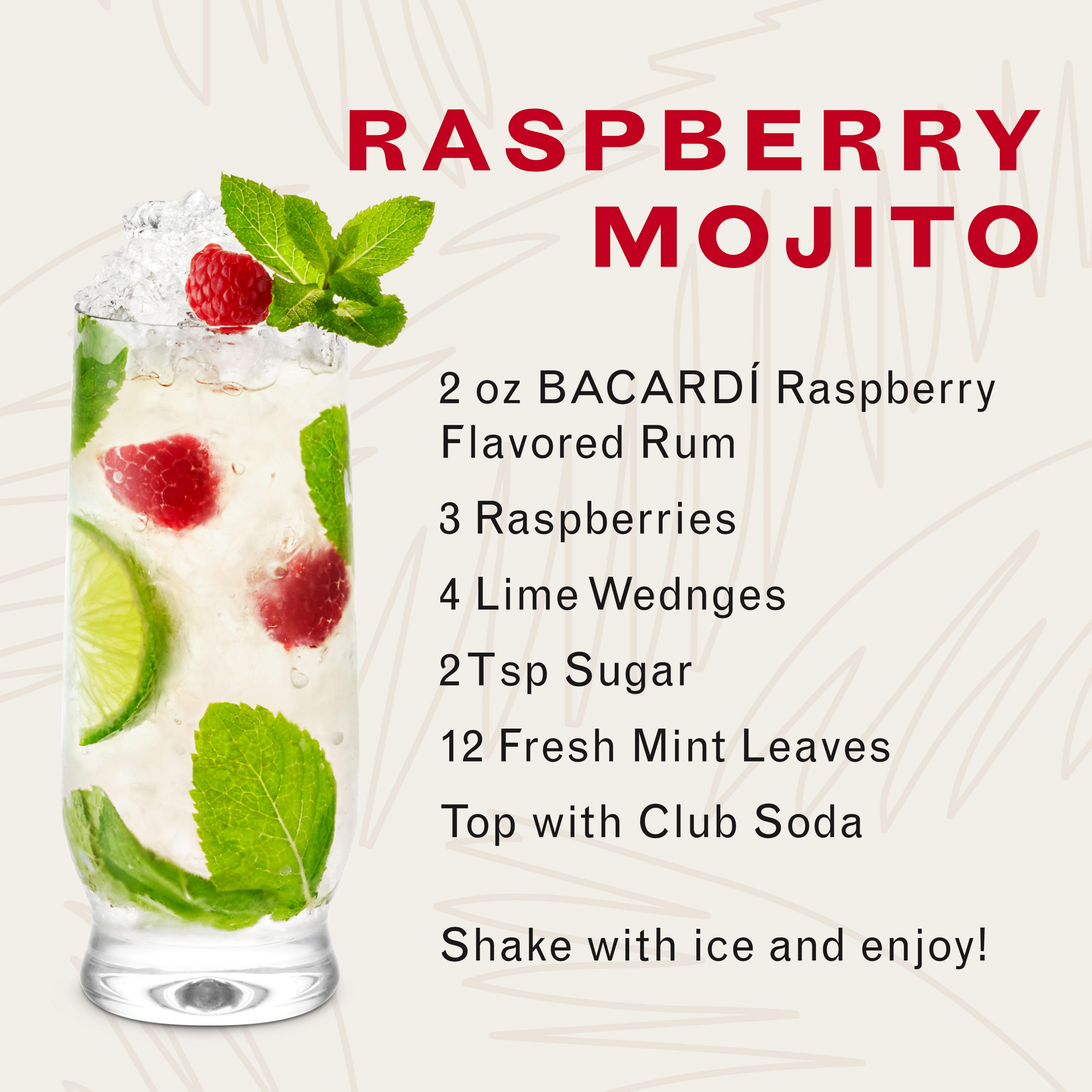 slide 4 of 5, Bacardí Bacardi Raspberry Rum, Gluten Free 35% 100Cl/1L, 1 liter