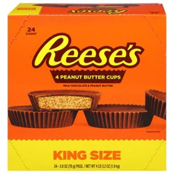 Reese's Milk Chocolate King Size Peanut Butter Cups, Candy Packs, 2.8 oz (24 Count)