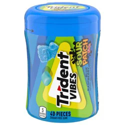 Trident Vibes SOUR PATCH KIDS Blue Raspberry Sugar Free Gum, 40 Piece Bottle