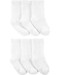 Carter's Baby 6-Pack Crew Socks, White, Size 0-3
