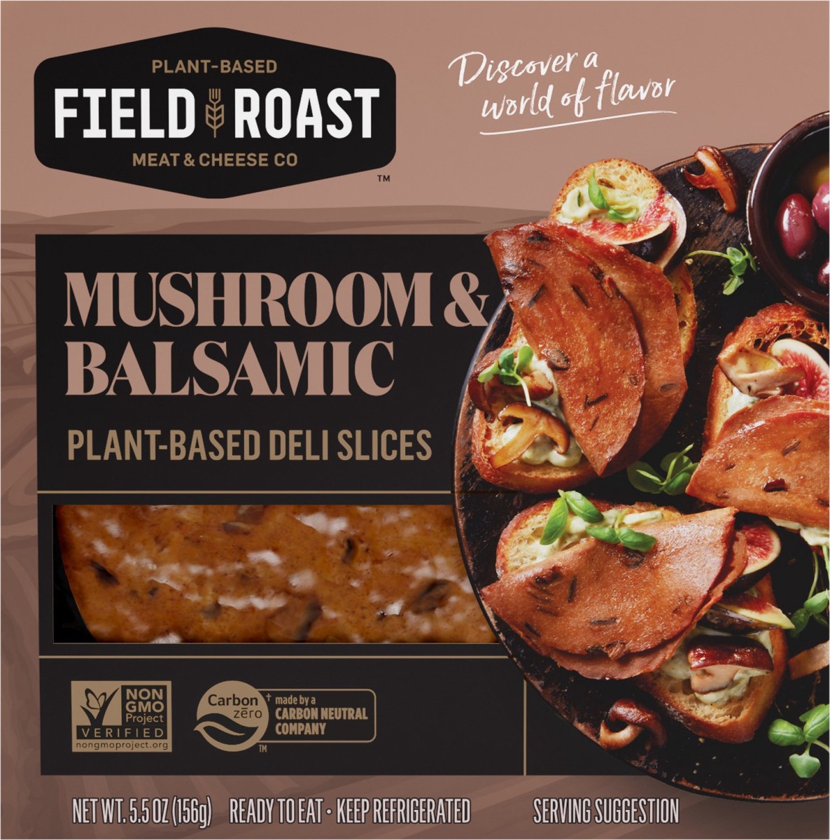 slide 4 of 5, Field Roast Deli Slices, Mushroom & Balsamic, Plant-Based, 5.5 oz