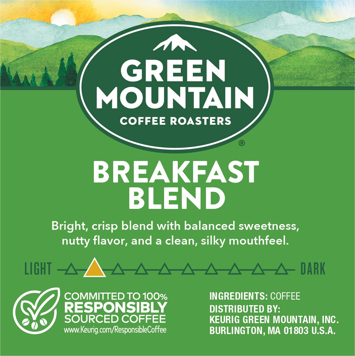 slide 2 of 9, Green Mountain Coffee Roasters Breakfast Blend Single-Serve Keurig K-Cup Pods, Light Roast Coffee, 10 Count, 10 ct
