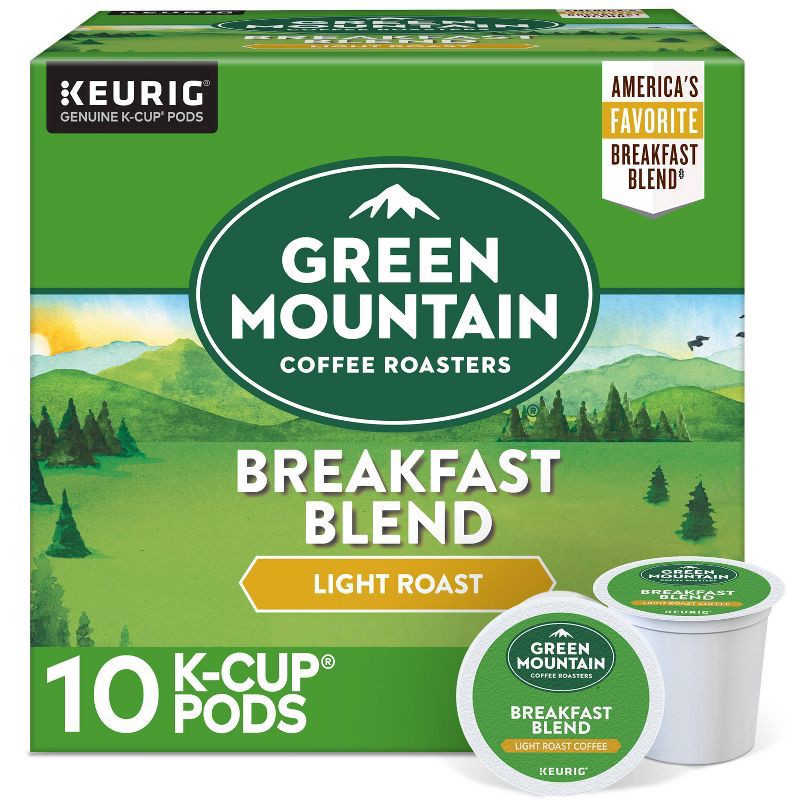 slide 1 of 9, Green Mountain Coffee Roasters Breakfast Blend Single-Serve Keurig K-Cup Pods, Light Roast Coffee, 10 Count, 10 ct