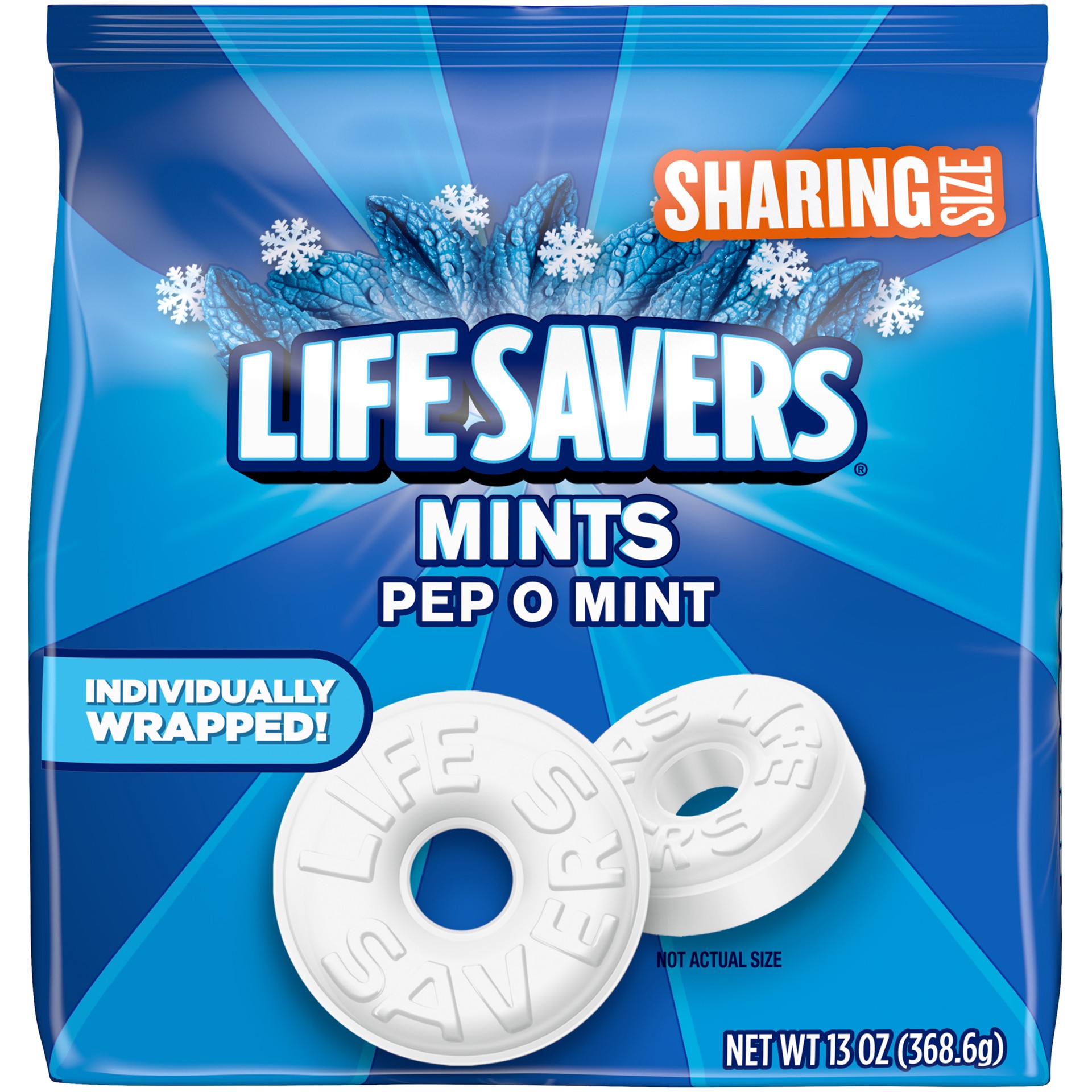 slide 1 of 8, LIFE SAVERS Pep-O-Mint Breath Mints Hard Candy, Sharing Size, 13 oz Bag, 13 oz
