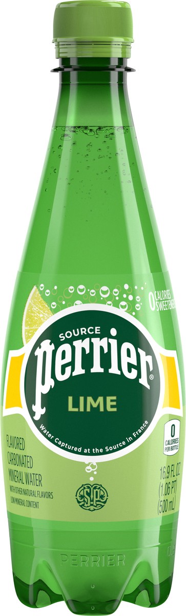slide 2 of 13, Perrier Lime Flavored Sparkling Water, 16.9 FL OZ Plastic Water Bottle, 16.9 fl oz