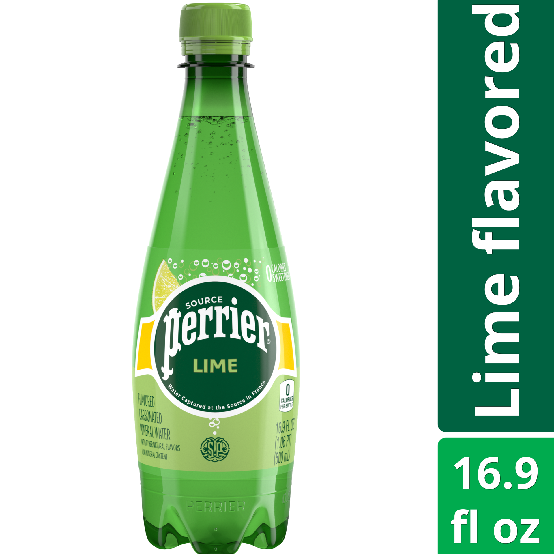 slide 1 of 13, Perrier Lime Flavored Sparkling Water, Plastic Water Bottle, 16.9 fl oz