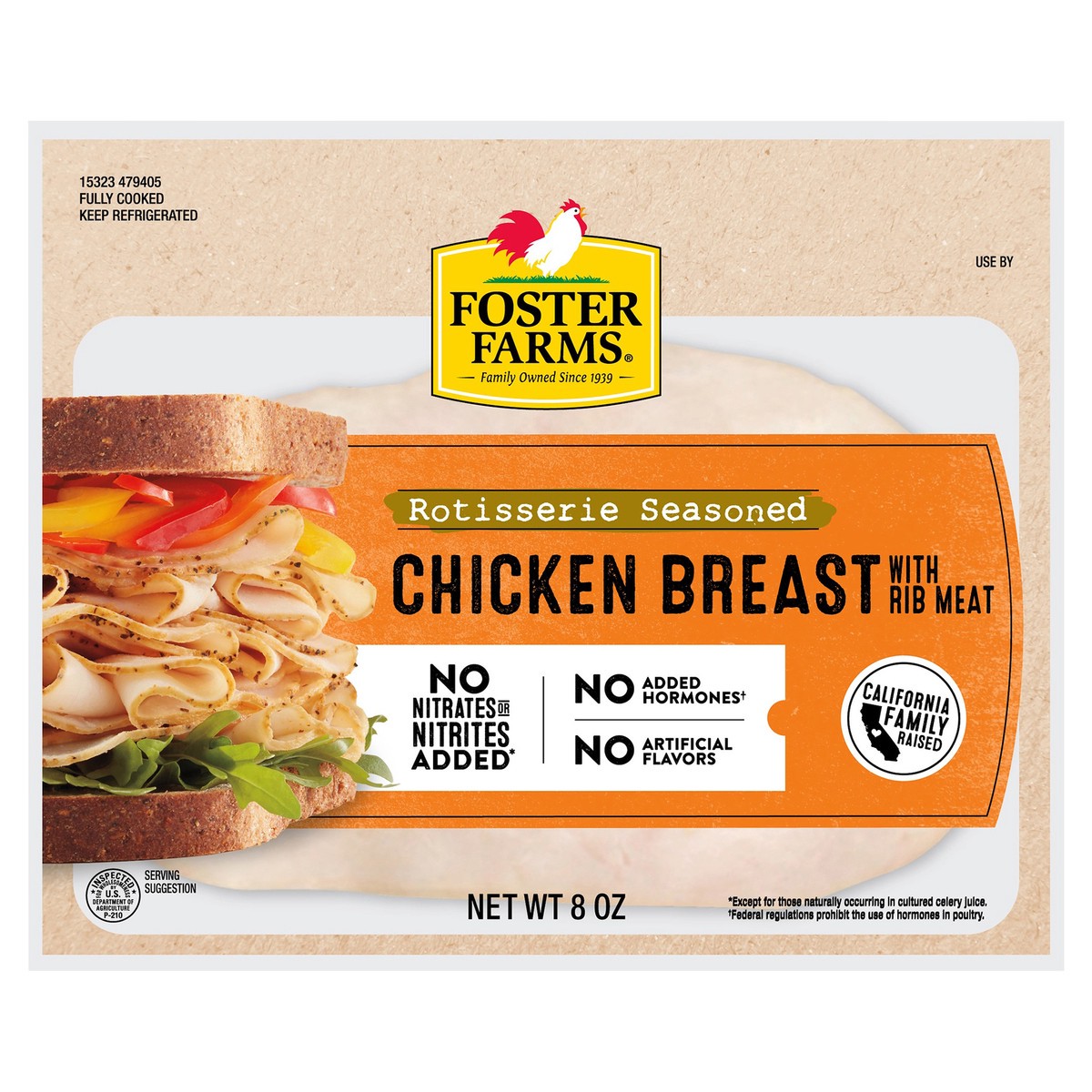 slide 5 of 8, Foster Farms Rotisserie Seasoned Chicken Breast Deli Meat - 8 oz, 8 oz